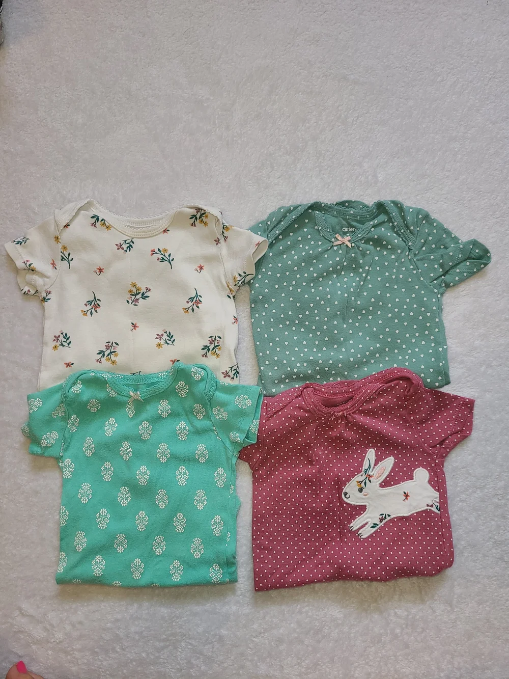 Carter's Baby Girl Short Sleeve Bodysuits - Cream, Sage, Teal, Berry
